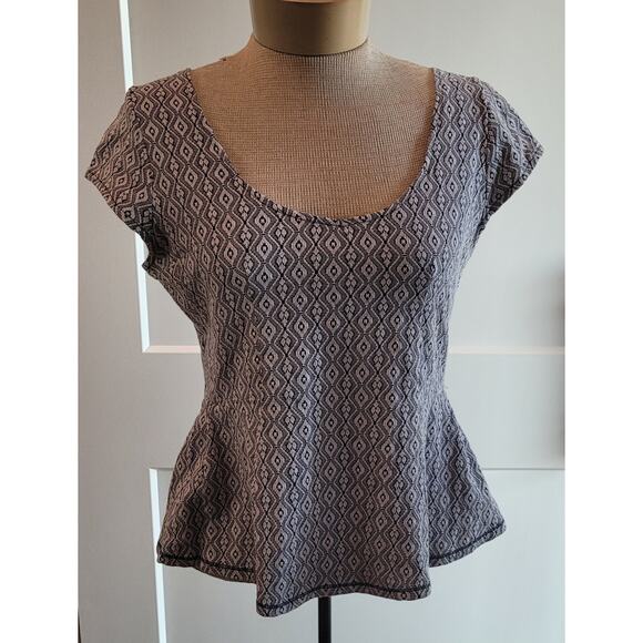 Anthropologie Postmark Diamond Print Peplum Blouse Size M - Picture 2 of 5